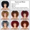 Cabello corto Afro Kinky Curly for Black Women Cosplay Rubia sintética ombre natural Borwn s Africano sin glúteo 240327 240327