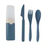 Dinnerware Sets Portable Reusable Spoon Fork Chopsticks Knife Wheat Straw Tableware Cutlery Set Travel Picnic Camping Kits