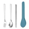 Dinnerware Sets 410 Stainless Steel Cutlery Set Durable Korean Style Portable With Storage Case Tableware Home School Kitchen