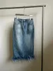 Kjolar 2024 Summer Women Ostrich Hair Casual Cowboy Denim Slitt A-Line kjol för damer RMSX 3.09