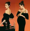 Svarta moderskapsklänningar för po shoot party klänning gravida kvinnor poshoot pografiska rekvisita graviditetskläder 240326