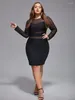 Casual Dresses Sexy Mesh Glitter Dress Fashion Patchwork Skinny Mini Long Sleeve Cut Out Chic BodyCon Party Ladies Short