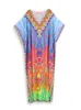 Платья плюс размеры градиент многоцветный печать сексуальное v шее длинное платье для женщин 2024 повседневные летние каникулы пляжная одежда Maxi Q1464