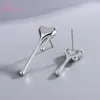 Boucles d'oreilles à la mode couple d'asymétrie fine 925 argent sterling avec clés de serrure coeur conception rock accessoires de fête