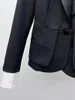 Женские костюмы 2024 весна элегантные офисные дамы Black Blazer Fashion Patcwork с длинным рукавом одно пуговица Slim Women Jacket