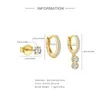 Brincos de argolas auxiliar 925 prata esterlina 3pcs Conjunto Mini Round CZ Zircon Gold Bar Stub for Women Minimalist Jewelis Party Gift Trend