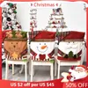 Stoelhoezen kerstbedekking pluche Santa Claus Sneeuwman Xmas Jaar terug ornamenten voor Home 2024 Navidad Tafel Decor