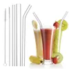 Drinking Straws 1 Set Transparent Glass Straight Bent With Clean Brush & Plastic Box Wedding Party Supplies Reusable