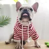 Appareils pour chiens Classical Striped Puppy Mabinet Veste à capuche Automne Vêtements d'hiver Fleece épaisses tenues Vêtements parent-enfant pour animal de compagnie