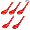 Spoons 3pcs Or 5pcs/set Plastic Soup Spoon Red And Black Kitchen Cooking Utensil Tool Teaspoon Catering