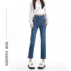 High waisted double button straight leg jeans for womens 2024 new spring Southern Little Potato outfit with cropped pipe pants