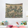 Tapestries FANTASTIC ANIMALS AND HORSES IN WOODLAND Blue Green Ivory Antique French Tapestry Home Decorating