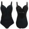 Нажимайте купальники женщин плюс размеры под проводными сплошными черными большими большими костюмами для плавания пляжная одежда для купания 240322