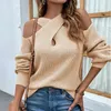 Abrini Autumn Kobiety ciepłe dzianiny Oneck Casual Sweter Halter Traf Off ramię długie rękawy pulovery zimowe 240321