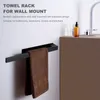 Liquid Soap Dispenser Stainless Steel Towel Rack - Self Adhesive No Punch 39cm Black Bathroom Toilet Rack(Black)