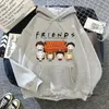 Socié de télévision à sweats à capuche féminine Harajuku Ullzang Sweat-shirt graphique Vintage Lettre Y2K Hoody Femme Femme Found Cartoon Friends Black