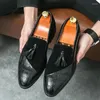 Casual Shoes Fashion Leather Luxury Trendy Slip On Formal Loafers Men Suede Moccasins Italian Black Male Tassel Driving
