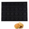 Baking Tools 6/24 Cavity Mesh Round Bun Mould Fiberglass Silicone Hamburger Bread Mold Non Stick Bakeware Reusable Sandwich Pan