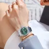 Lushka Small Green Light Luxury Set met diamant water spookmode trendy crowd quartz dameshorloge