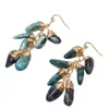 Dangle Earrings G-G Natural Green Chrysocolla Jasper Real Stone Gems Wrap Gold Plated Hook Handmade For Women