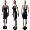 Casual Dresses Sexy PU Leather Bandage Bodycon Mini Dress Women Y2K Spaghetti Strap V-neck Zip Night Club Backless Party Vestidos