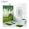 Baignoires tapis 4pcs Grassland Stone Mountain Banyo salle de bain toilettes Toilet de toilette Tapis Salle de Bain Alfombra Bano