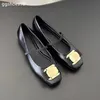 Mary Jane Straight Tape Small Leather Leather Shoes New Flat Ballet Silver Square Bow Line with altywow Mouth Single Shoes Fashion All Match Dance Shoes Size35-42