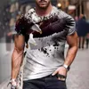 Men's Eagle 3D Digital tryckt T-shirt Loose Casual Sports Large Short
