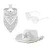 Berets 3pcs Teen Cowboy Hat с сердечными солнцезащитными очками Kerchiefs Party Alist Star