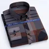 6XL Bronzing Craft Free Ironing Antiwrinkle Business Male Social Formal Shirts Casual Printing Slim Fit Long Sleeve Shirt Men 240326