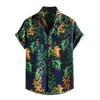 Męskie koszule hawajskie liście kwiatów 3D koszulka z nadrukiem 3D na plażę wakacyjną klapową bluzkę moda krótkoczestronna ulica lato