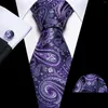 Bow Ties Light Blue Paisley Men's Fashion Tie Pocket Square Cufflinks For Tuxedo Business Man Silk Luxury Purple Wedding Groom Neckties