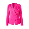 Women's Suits Bright Color Spring Autumn Women Pink Slim Chic Fashion Street Lady Quality Blazer Outer Wear Jackets