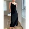 Gelegenheitskleider KARFELY/HONG Kong Style Retro!Schräg geschnitten Schwung Neckseide Samt Kleid Hosentender lang sexy sexy