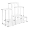 Opslagboxen Transparant 6-nederig acryl display Riser Clear Rechthoekige organisator Plank Laag Stand Collectibles