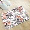 Badmatten Bloemen Afdrukmat Roze vogelbladeren blauw paarse deur keuken gang gang badkamer flanel absorberende niet-slip tapijten wasbaar