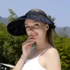 Chapéus de aba larga Chapéu de casca de chapéu solar Captura superior Cap simples Viseira UV Proteção UV estilo coreano Large Sunshade de verão