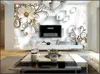 Bakgrunder Anpassade PO Bakgrund för väggar 3 D Väggmålning Handmålade blommor Fashion och elegant 3D-TV-bakgrund Väggpapper Heminredning