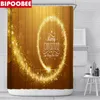 Duş Perdeleri Altın Perde Mutlu Noel Banyo Tuvalet Banyosu Paspaslar Anti-Slip Zemin Halı Mutlu Yıl Ev Dekor