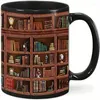 Mugs 1PC Library Bookhelf Mug Librarian Bookish artiklar Bokmaskgåvor för läsare Black 350 ml/11oz450 ml/15oz