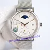 2024 حركة تلقائية للرجال الساعات Sun Moon Star Watch 45mm 316L سوار من الفولاذ المقاوم للصدأ من الفولاذ المقاوم للصدأ من الزجاج