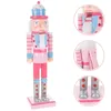 Nötknäppare Soldat Pink Home Accessories Xmas Dekorativa Nutcrackers Desktop Craft Ornament Party Supplies Wood Christmas 240401