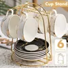 Dispensateur de savon liquide Nordic Home Kitchen Tiptop Café Masse de café 6 tasses Stand Gold Metal Holders Rack Drain Organisateur