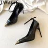 Dress Shoes Glossy Leather High Heel Women Metal Pointy Toe Street Fashion Designer Runway Party Wedding Mary Janes