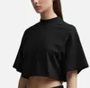 100% di magliette di cotone Donne oversize Mock Mock Neck Top Top State Sexy Tee Vector Cropped T-shirt