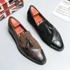 Casual Shoes Fashion Leather Luxury Trendy Slip On Formal Loafers Men Suede Moccasins Italian Black Male Tassel Driving