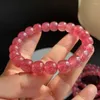 Strand Wholesale Strawberry Quartz Perles de pomme Bracelet perlé en cristal naturel Finement sculpté pour les femmes Lovers Fashion Bijoux