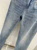 Designer maschile jeans ad alto triangolo di lusso etichetta jeans azzurra per maschi 2024 primavera/estate nuovi pantaloni slim alla moda maschile