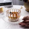 Cups Saucers Bowl Disc Set European Household Afternoon Tea Glass Plate Heat Resistant Phnom Penh Petal Dessert Fruit Salad Breakfast