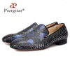 Zapatos casuales Llegada a mano hombres hechos a mano cuero genuino con diseños de impresión serpentina fiesta y mocasines de boda